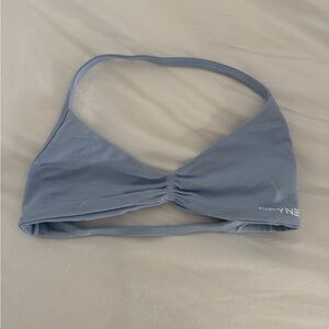 DFYNE Blue Scoop Neck Halter Sports Bra - Light Blue